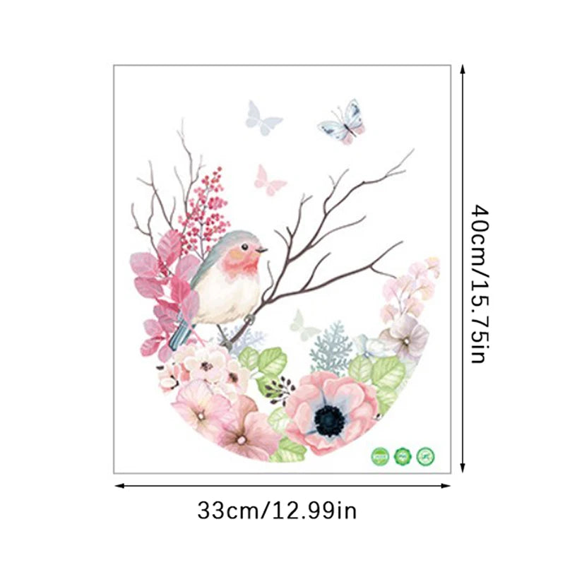 Flower Grass Bird Toilet Sticker Self Adhesive Paintings Removable Bathroom Decal Decorative Room Decor Windows Stickers