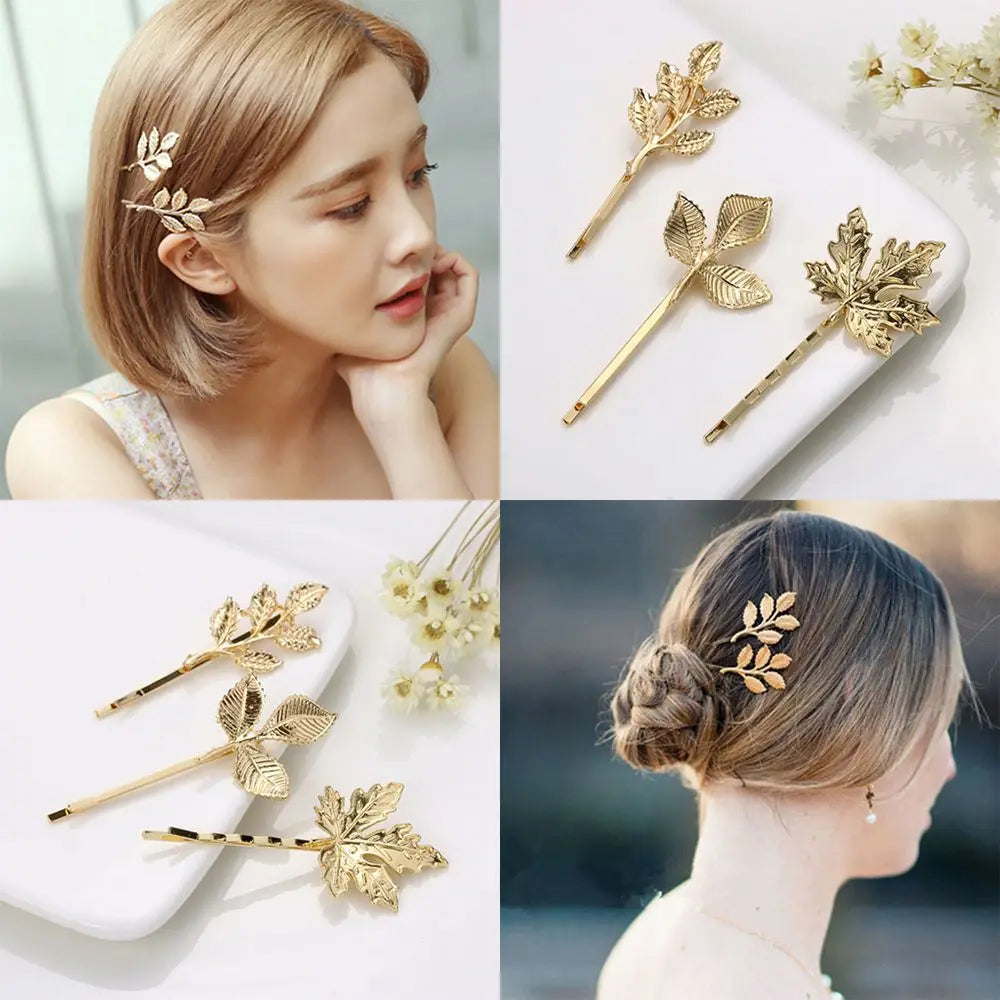 Elegant Metal Hair Accessories Bobby Pin Barrettes Leaf Shape Bride Hairpins Women Hair Clip