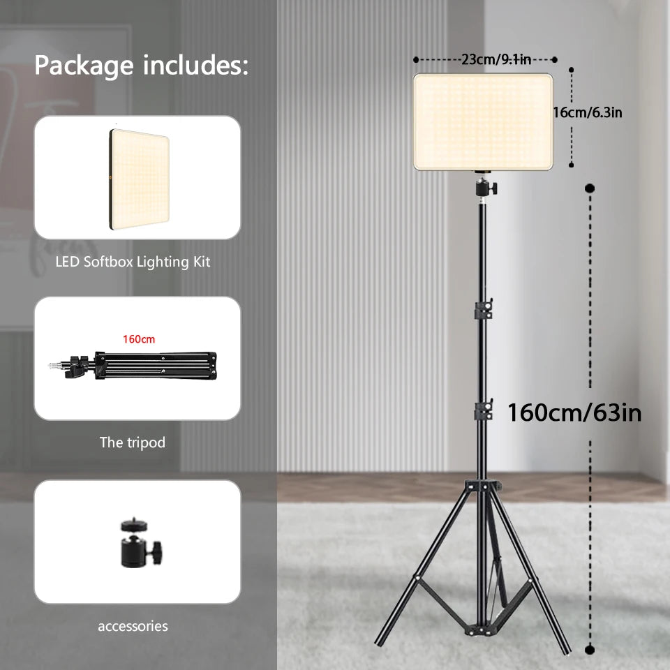 LED Video Lights Conference Photography Lighting Selfie Light Photo Studio Lamp With Tripod for Shoot Live Streaming TikTok Zoom