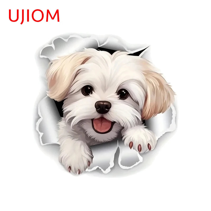 UJIOM 13cm X 12.9cm Cartoon Puppy Dog Tear Wall Sticker Scratch Proof Sunscreen Refrigerator Kids Room Decal Decor Wallpapers