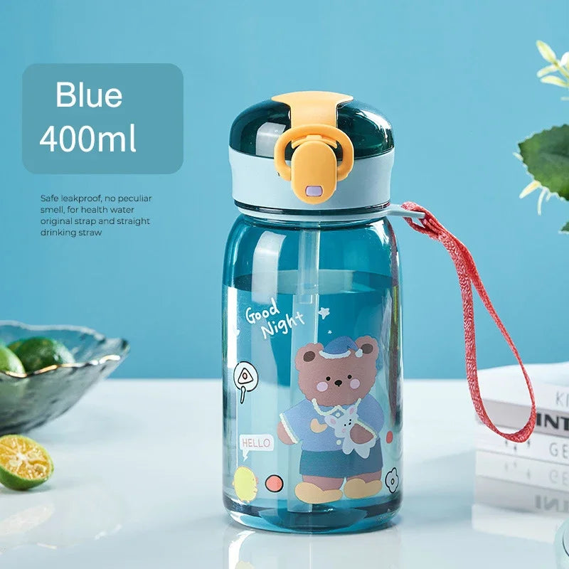 Kids Water Sippy Cup with Straw Cartoon Leakproof Water Bottles Outdoor Portable Drink Bottle Children's Lovely Cup Kawaii