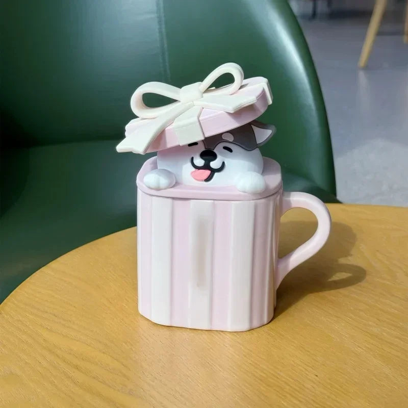 Hot Sale Cartoon Animal Cup Lid Ceramic Coffee Cup Mug Home Office Drinking Tea Milk Juice Gift for Girls Cups Mugs