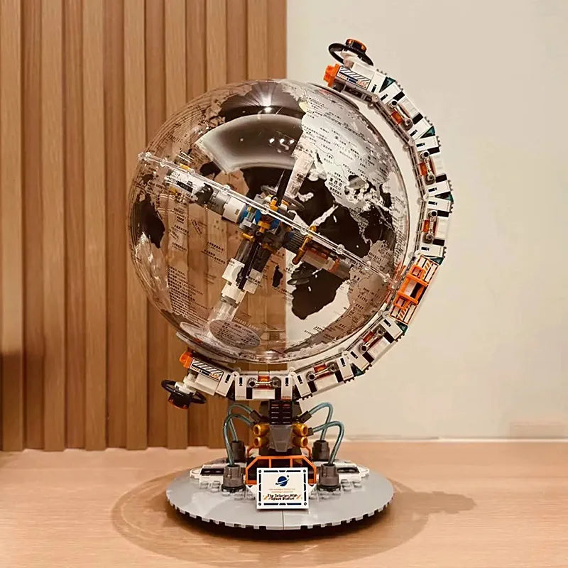 New Creative Technology Space Station Transparent Globe Building Blocks High Tech Construction Bricks Set Toy Gifts For Children