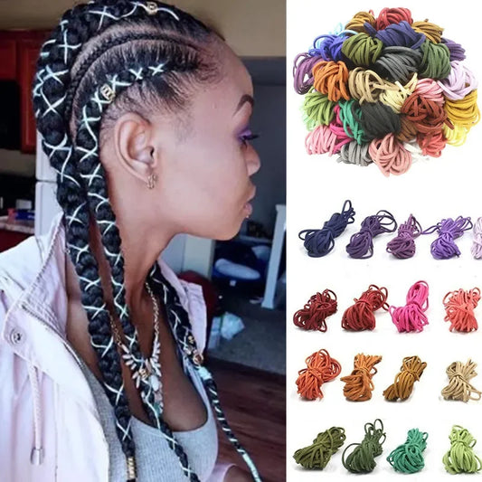 Korean Suede Hair Ties National Customs Hip Hop Reggae Braided Colorful Hair Ties Dreadlock Bead Hair Accessories Long 5m