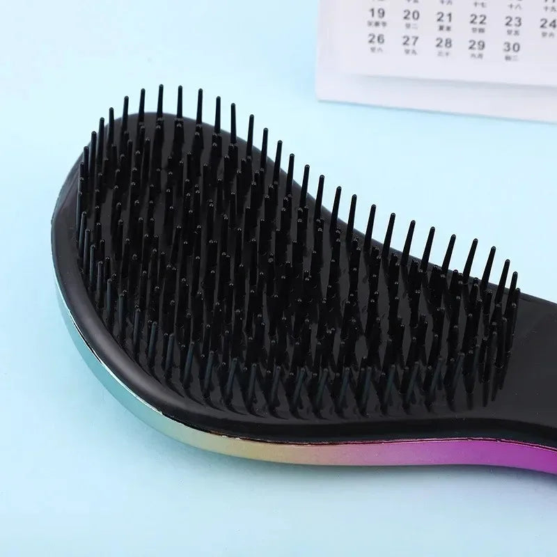 1pc Magic Anti-static Hair Brush Handle Plastic Electroplate Comb Shower Shampoo Massage Comb Salon Hair Styling Tools