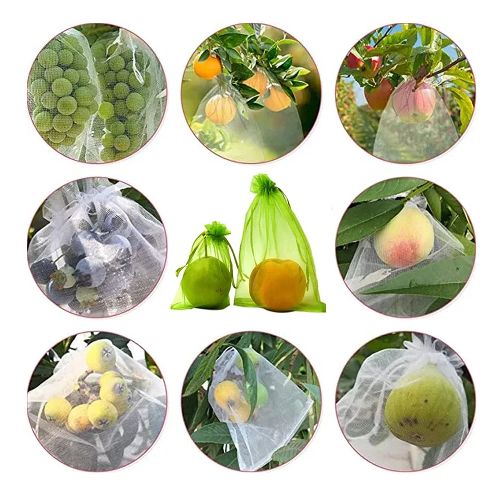 20/200PCS Grapes Vegetable Fruit Grow Bags Fruit Protection Bags Garden Anti-Bird Netting Mesh Bag Garden Tools Strawberry Bags