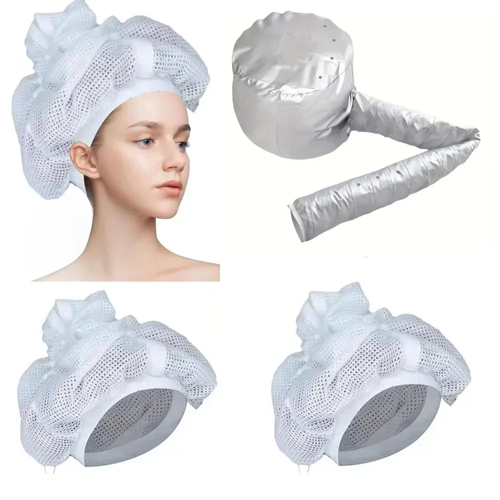 Portable Hair Bonnet Dryer Cap Adjustable Net Plopping Cap For Drying Curly Hair Mesh Hair Drying Soulta Net Plopping Bonnet