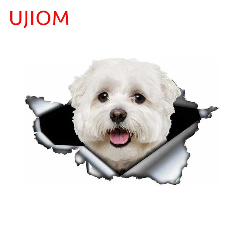 UJIOM 13cm X 12.9cm Cartoon Puppy Dog Tear Wall Sticker Scratch Proof Sunscreen Refrigerator Kids Room Decal Decor Wallpapers