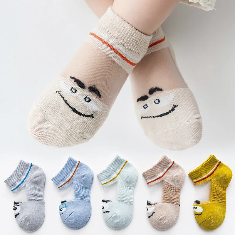 5Pairs/lot Summer Spring New Baby Socks Cotton Animal Socks Dinosaur Cute Cool Thin Kids Socks Mesh Colorful Children Socks