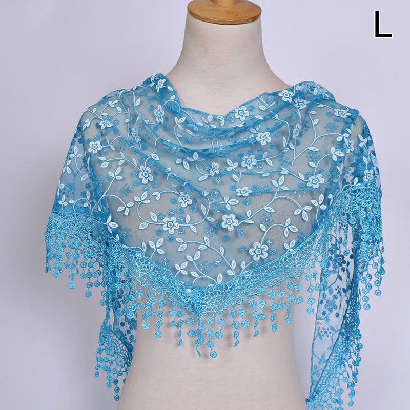 Women's 150x40cm Tassel Shawl Floral Lace Scarf Summer Scarves Fashion Wedding Wrap Clothing Accessories