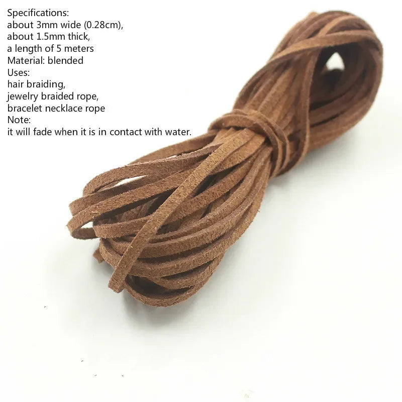 Korean Suede Hair Ties National Customs Hip Hop Reggae Braided Colorful Hair Ties Dreadlock Bead Hair Accessories Long 5m