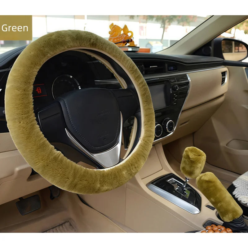 Universal 33cm Soft Plush Rhinestone Car Steering Wheel Cover Interior Parts Accessories Steering-Cover Protector Decoration