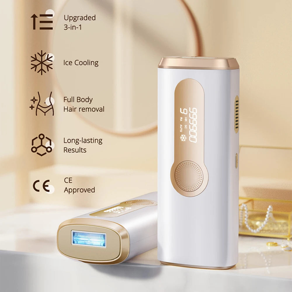 IPL Hair Remover Laser Epilator Devices ICE Cooling 999900 Flashes 3 IN 1 Permanent Painless Whole Body Treament For Women Men