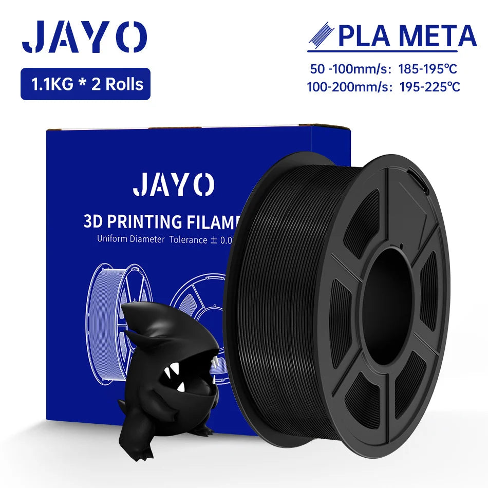 JAYO  PLA Meta Filament 1.75MM 2 Rolls 3D Filament PLA For FDM 3D Printer Neatly Wound Toughness 3D Printing Materials 1.1KG