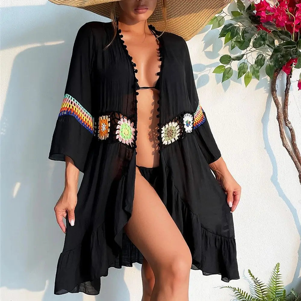 Bohemian Women's Swimsuit Dresses Sexy Beachwear Casual Beach Bathing Suit Cover Up Dress Beach Kimono Cover Ups Beach Dress