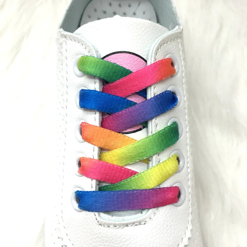 Fashion Colorful Laces Rainbow Shoe laces Gradient Print Flat Shoelace Casual Chromatic Colour Sneaker Shoelaces 80/100/120CM