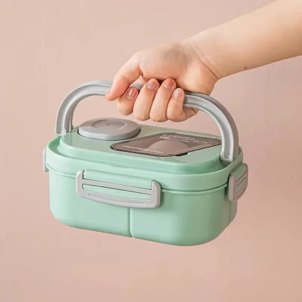 2025 Portable Lunch Box Compartment Wheat Straw Bento Carrying Handle Reusable Tableware Container Meal Snack Food Containers