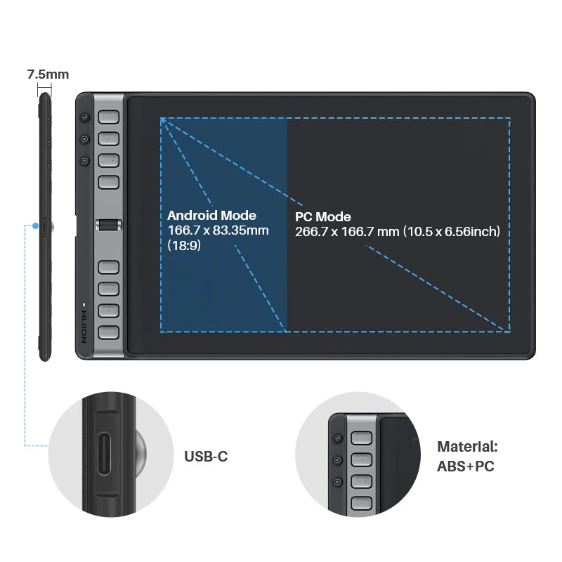 Mutil-colored Graphics Tablets Huion Inspiroy 2 S/M/L Digital Tablet Professional Design Drawing Tablet Portable Signature Pad