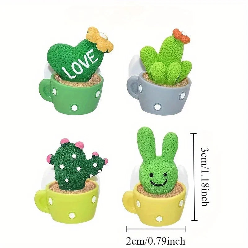 4PCS/Set Animal Cactus Small Potted Plant Car Interior Accessories Resin Decoration Air Conditioner Air Vent Centre Console