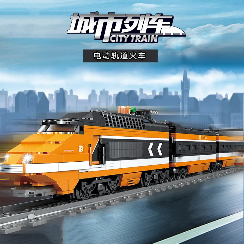 Technical City Train High-tech RailwayPower Track Building Blocks Subway Vehicle Assemble Bricks Toys Gifts For Childrens Adult