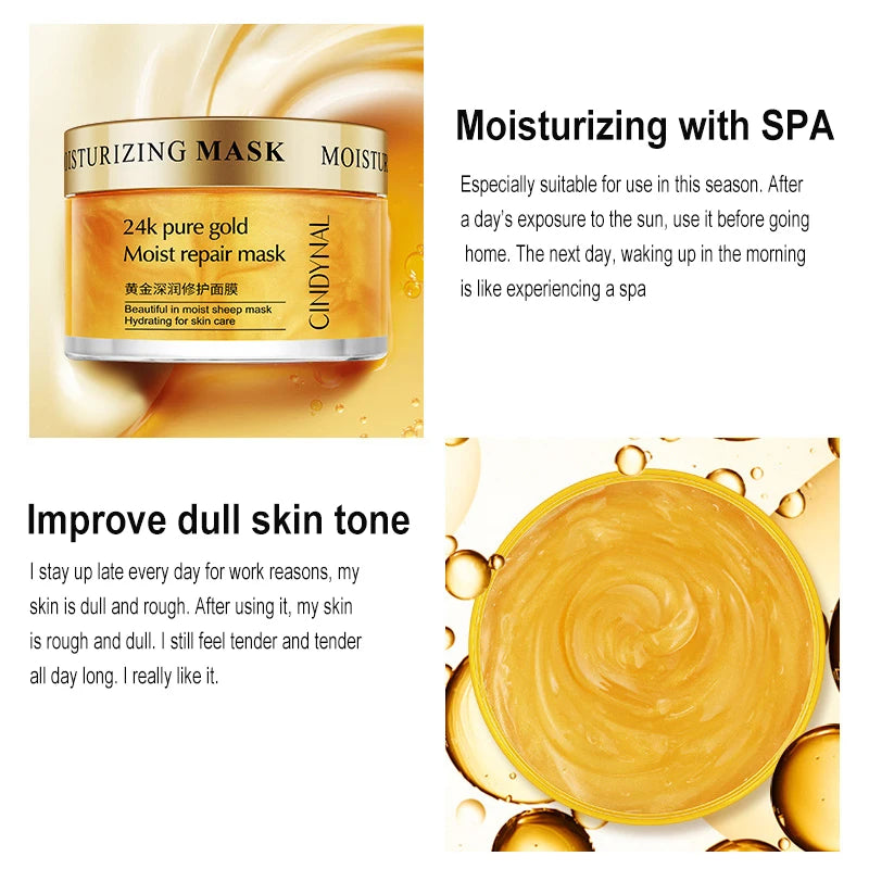 24k Pure Gold Moist Repair Mask Face Cream Collagen Anti-Wrinkle Sleeping Mask Whitening Moisturizing Anti-aging Skin Care