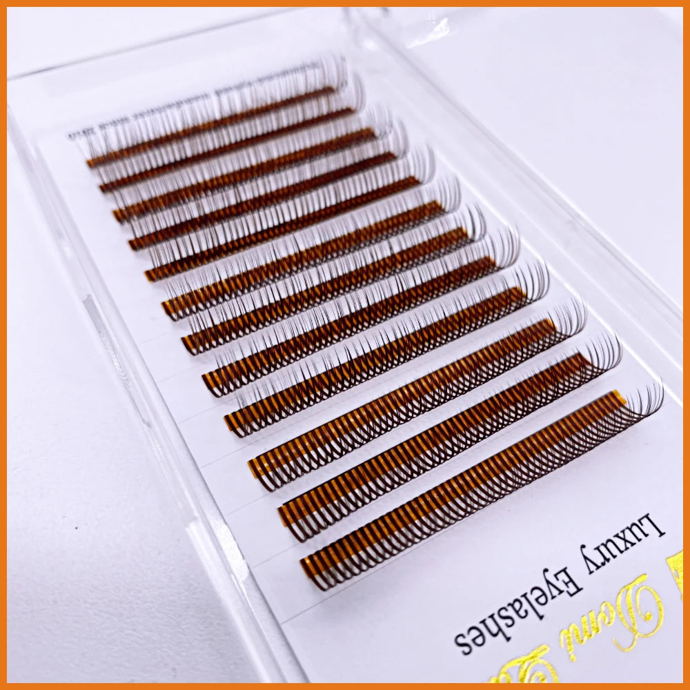 5D Individual lashes  Caramel color Mink Soft False Eyelashes 5D Spike Fairy Little Devil Eyelashes Russian Volume Premade Fans