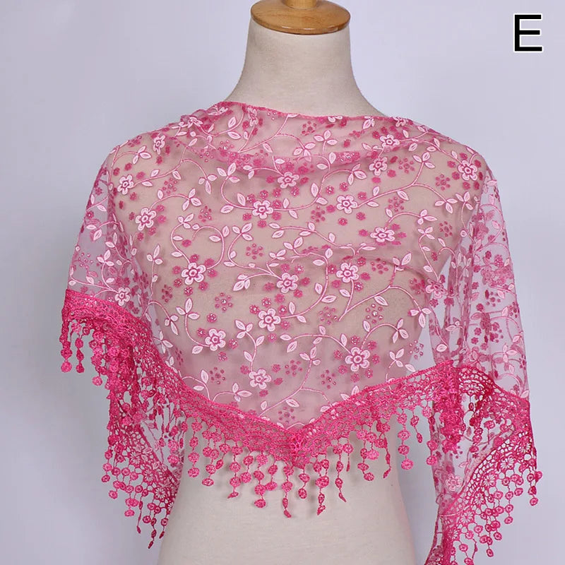 Women's 150x40cm Tassel Shawl Floral Lace Scarf Summer Scarves Fashion Wedding Wrap Clothing Accessories