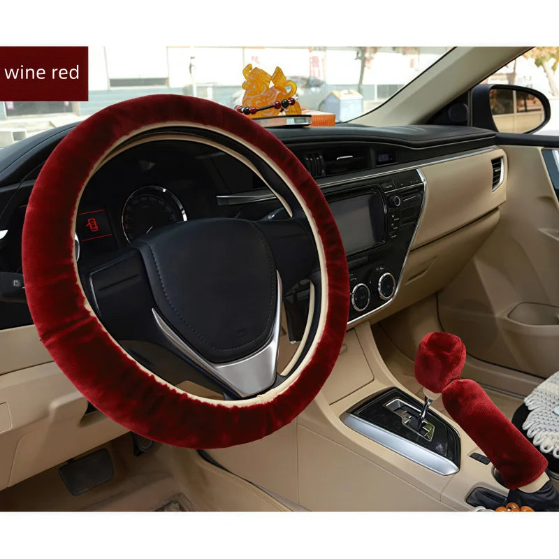 Universal 33cm Soft Plush Rhinestone Car Steering Wheel Cover Interior Parts Accessories Steering-Cover Protector Decoration