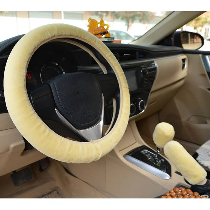 Universal 33cm Soft Plush Rhinestone Car Steering Wheel Cover Interior Parts Accessories Steering-Cover Protector Decoration