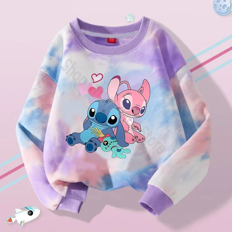 Lilo & Stitch Sweatshirts Disney Girls Clothes Boys Anime Movie Character Pattern Warm Comfortable Long Sleeves Holiday Gifts