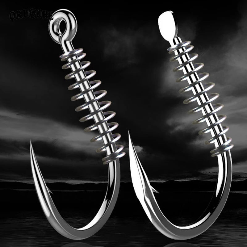 20pcs/pack Fishooks High-carbon Steel Spring Barbed Fishing Hooks Sharp Tip Flattened Body Fishhook Fresh Water Fish Hook 5#-14#