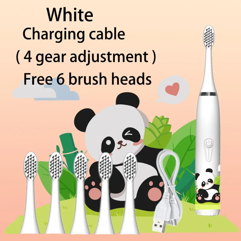 Children's Sonic Electric Toothbrush Colorful Cartoon Kids IPX7 Waterproof Ultrasonic Rechargeable Soft Hair Cleaning Brush