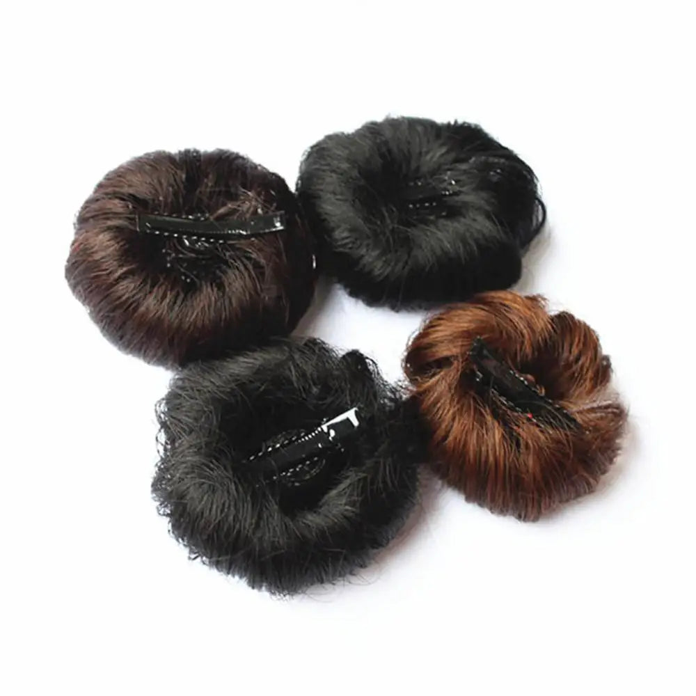 Kids Girls Hair Bun Extension Wig Hairpiece Wavy Curly Messy Donut Chignons Natural Fake Hair Tie Pieces Ponytail