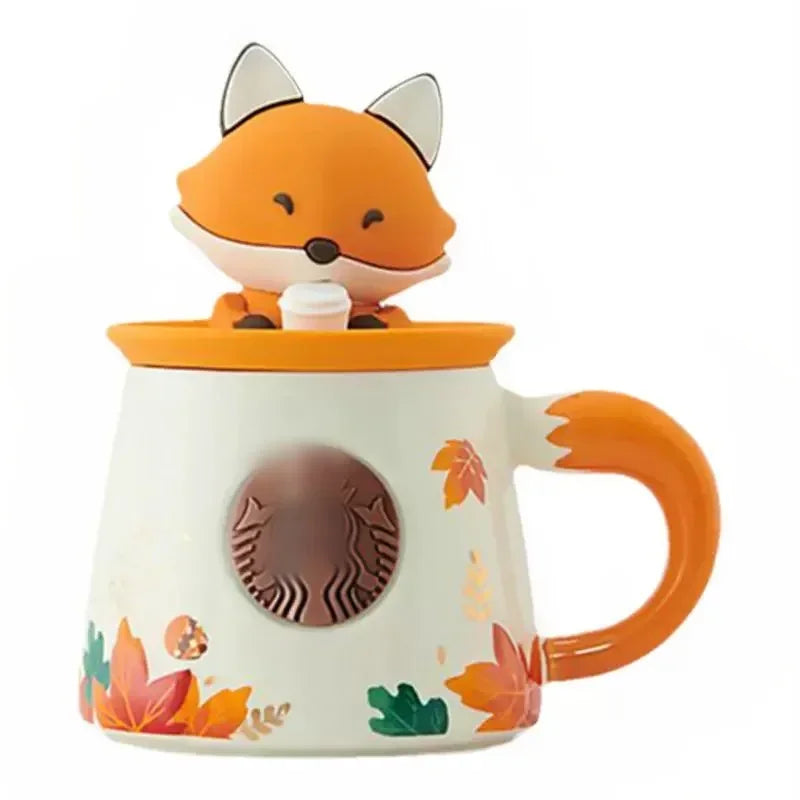 Hot Sale Cartoon Animal Cup Lid Ceramic Coffee Cup Mug Home Office Drinking Tea Milk Juice Gift for Girls Cups Mugs