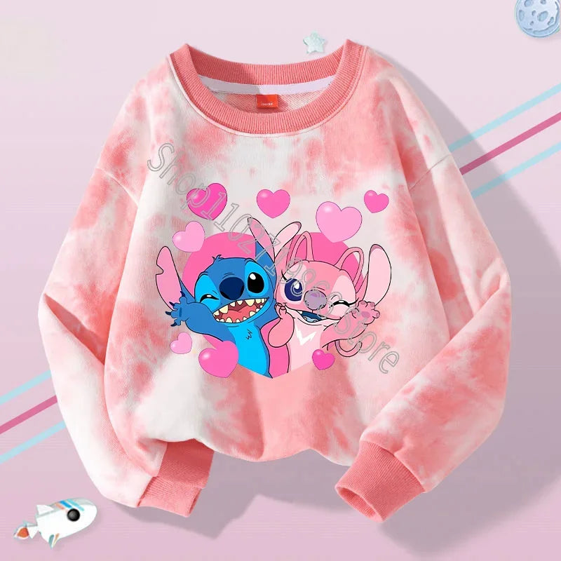 Lilo & Stitch Sweatshirts Disney Girls Clothes Boys Anime Movie Character Pattern Warm Comfortable Long Sleeves Holiday Gifts