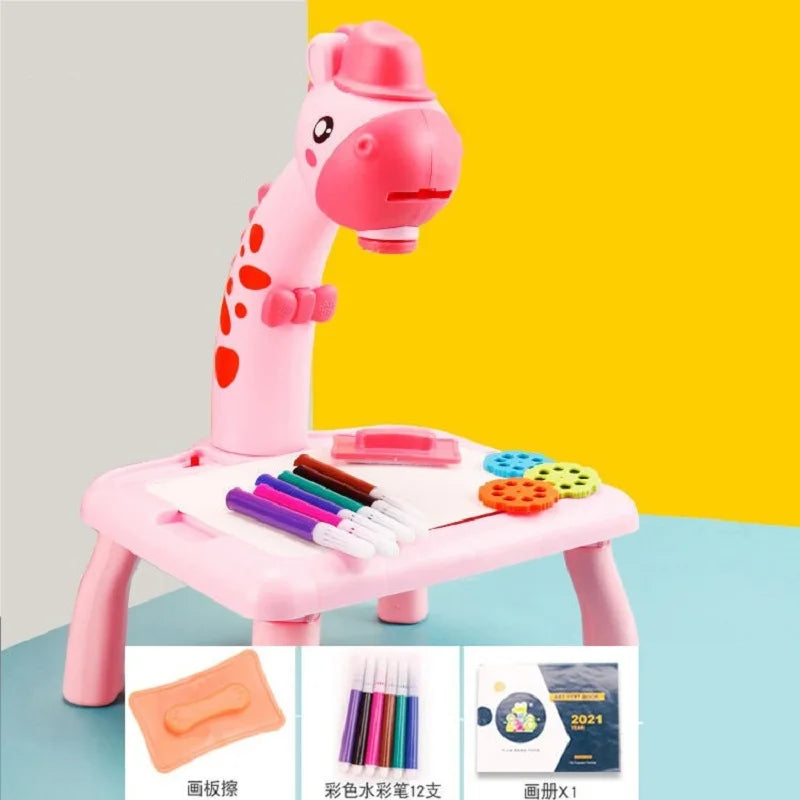 Kids Early Education Led Projector Drawing Table Toys Children Arts Painting Board Desk Mini Doodle Whiteboard Girl Gifts