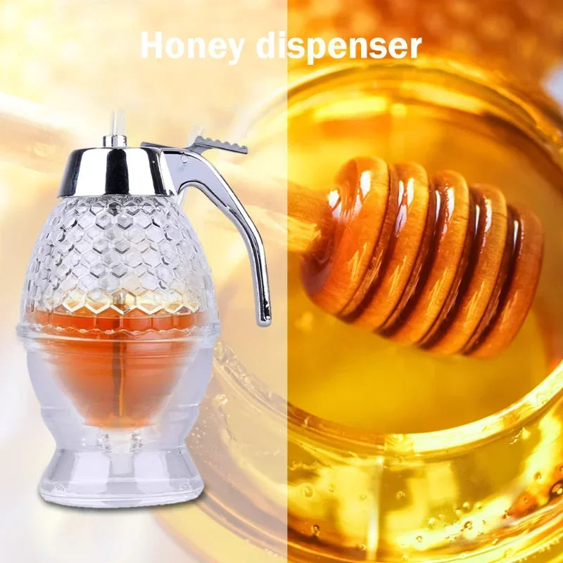 Honey Pot Honey Jar Storage Container Clear Acrylic Honey Dispenser Syrup Jar Storage Bottle Holder Kitchen Portable Storage Pot