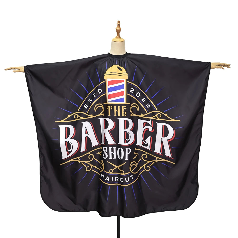 Professional Barber Cape Retro Pattern with Snap Closure Waterproof Hair Salon Cutting Apron Haircut Beard Hairdressing Cloth