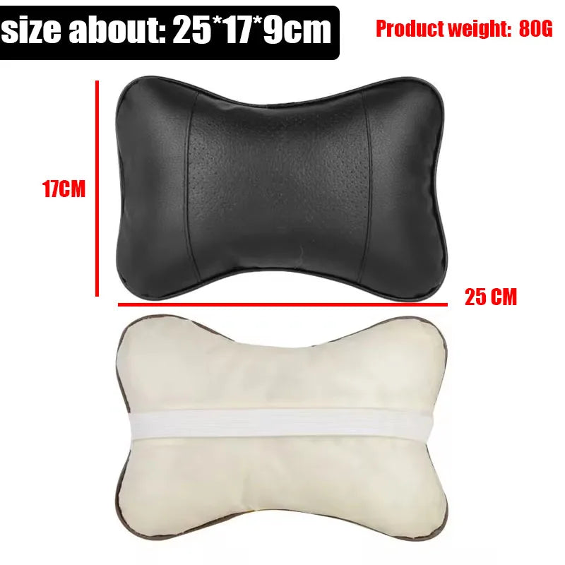 Car Neck Pillows Both Side Pu Leather 1pcs Pack Headrest For Head Pain Relief Filled Fiber Universal Car Pillow