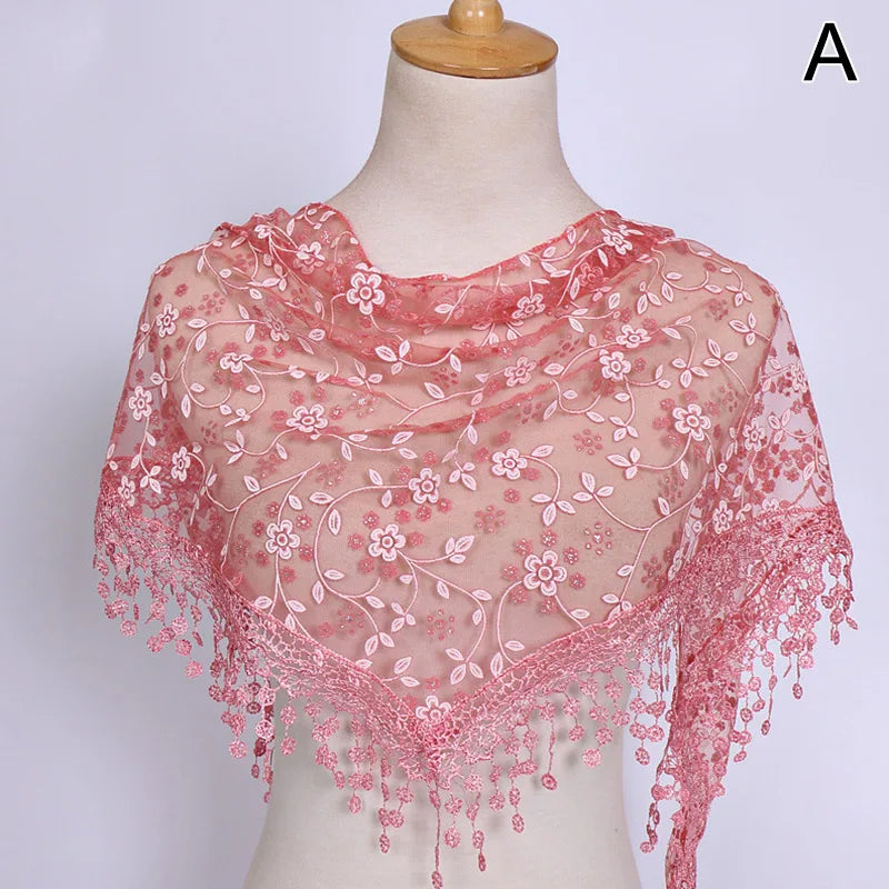 Women's 150x40cm Tassel Shawl Floral Lace Scarf Summer Scarves Fashion Wedding Wrap Clothing Accessories