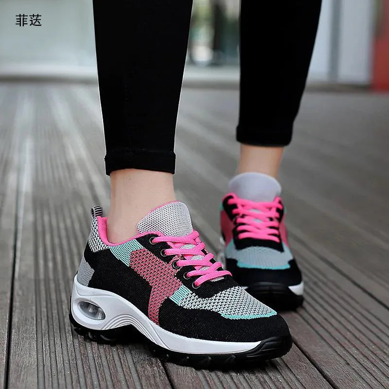 Tenis Women Sneakers Cushion Walking Shoes Breathable Gym Jogging Shoes for Woman Lace Up Platform Sport Shoe Tenes Feminino