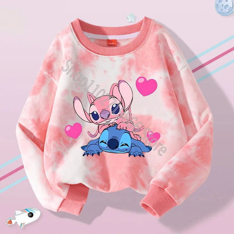 Lilo & Stitch Sweatshirts Disney Girls Clothes Boys Anime Movie Character Pattern Warm Comfortable Long Sleeves Holiday Gifts