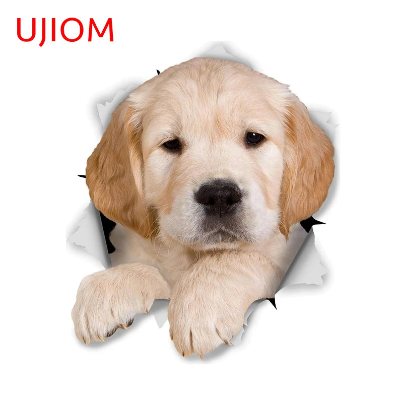 UJIOM 13cm X 12.9cm Cartoon Puppy Dog Tear Wall Sticker Scratch Proof Sunscreen Refrigerator Kids Room Decal Decor Wallpapers