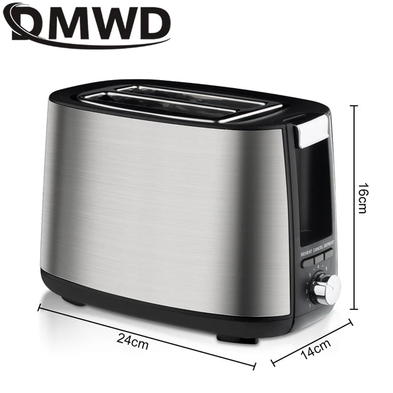 DMWD 220V Electric Toaster Sandwich Maker Grill 2 Slices Slot Cooking Bread Toast Oven Household Breakfast Baking Machine Heater