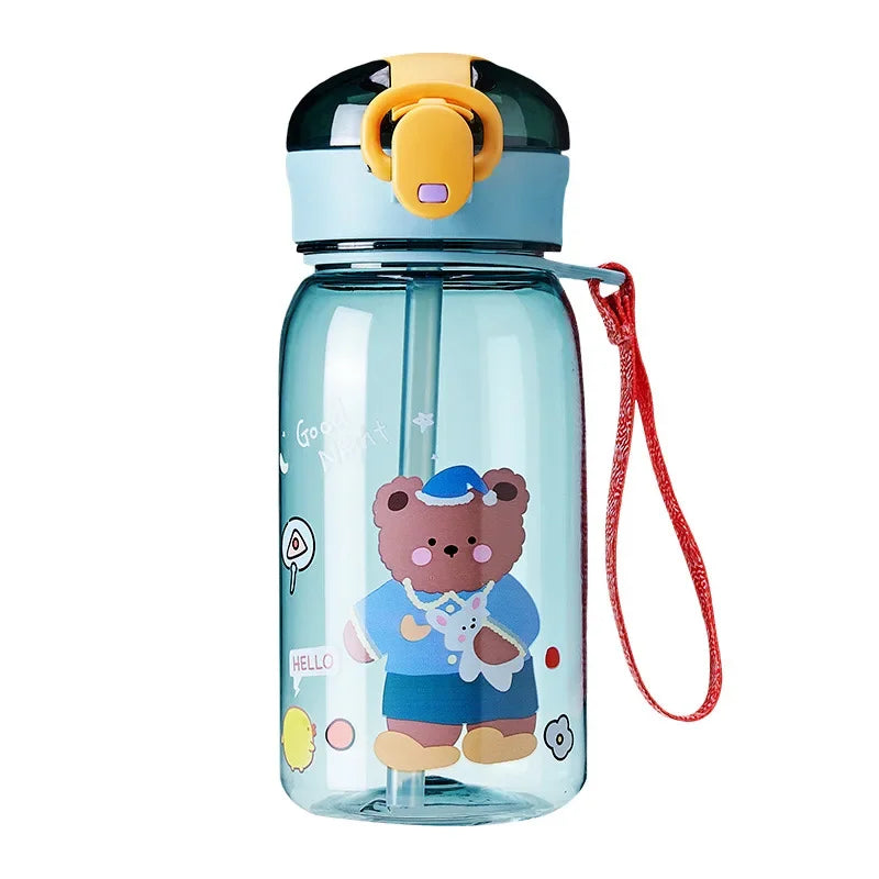 Kids Water Sippy Cup with Straw Cartoon Leakproof Water Bottles Outdoor Portable Drink Bottle Children's Lovely Cup Kawaii