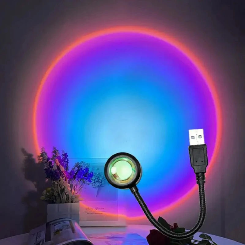 Mini RGB Atmosphere Night Light USB Sunset Projection Lamp For TiKtok Photography Selfie Party Home Living Room Bedroom Decor