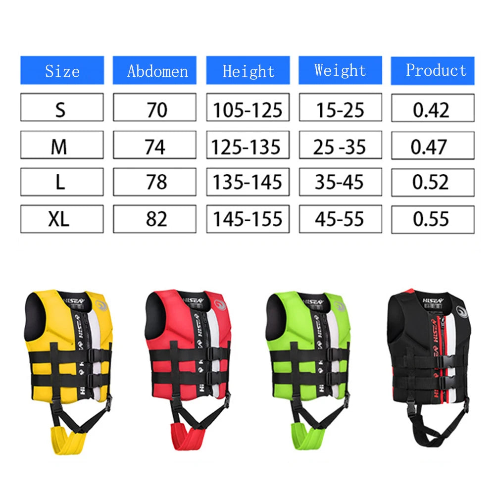 Neoprene Life Jacket for Kids, Big Buoyancy Vest, Water Sports, Fishing, Rafting, Surf, Boating, Sailing Safety, Summer