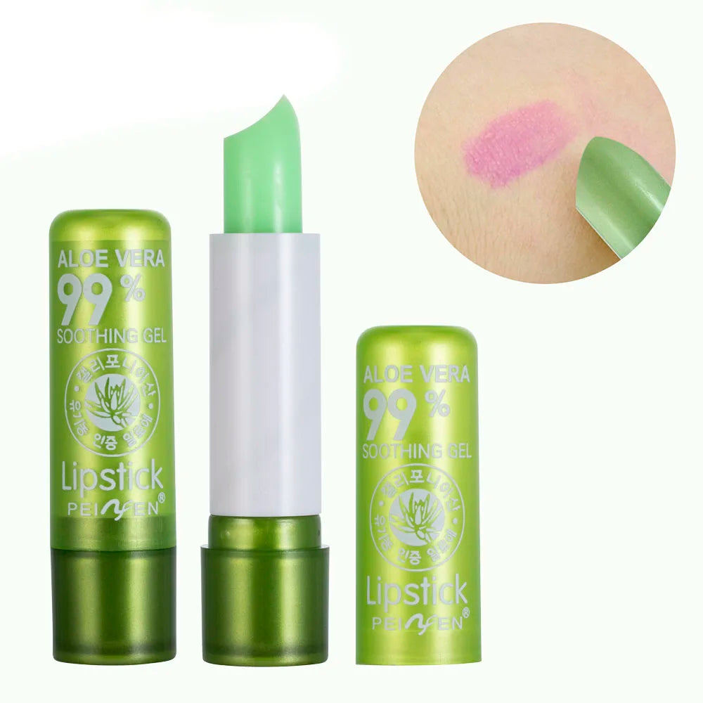 Moisture Lip Balm Long-Lasting Natural Aloe Vera Lipstick Color Mood Changing Long Lasting Moisturizing Lipstick 5Colors