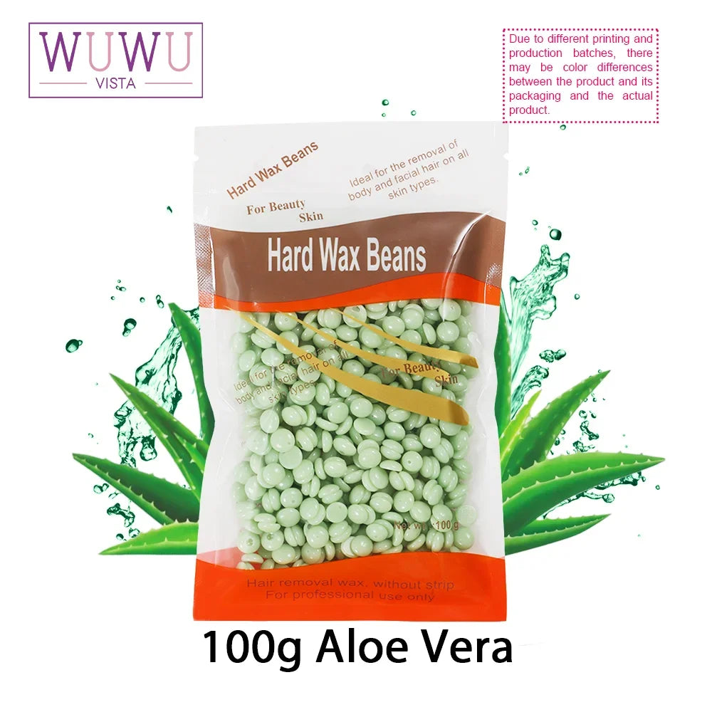 WUWUVISTA 100g/3.52oz Hot Wax Hair Removal Depilatory Waxing hard Beans for Wax Heater Painless for all Hairs Removal Beans