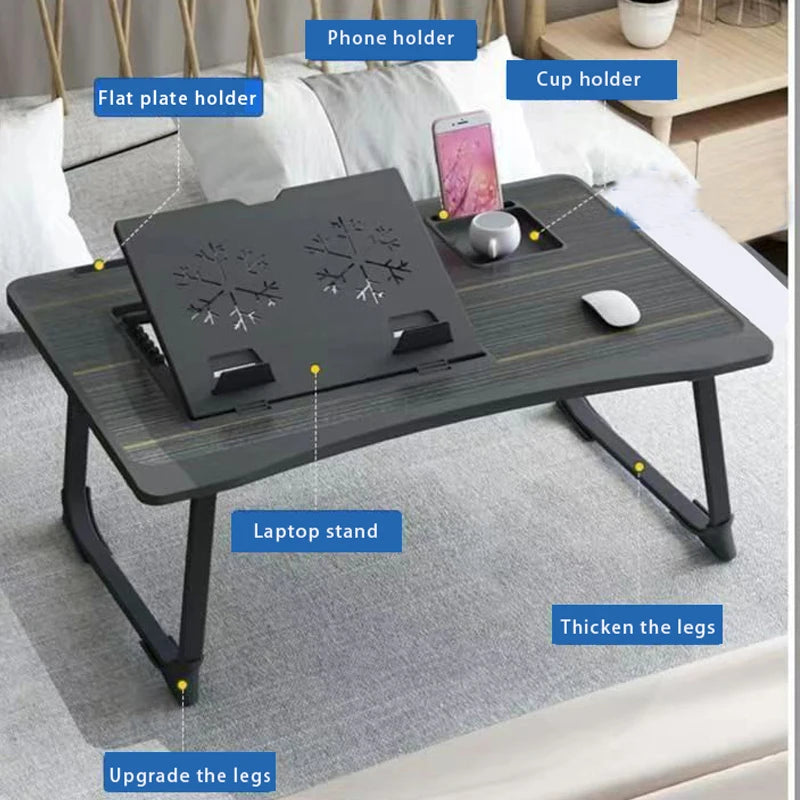 Home Folding Laptop Desk for Breakfast bed tray height and Inclination adjustable folding desk tables a drawer Tray Table